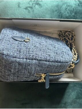 VIP blue Tweed Mini Shoulder/packpck Bag with Gold Hardware